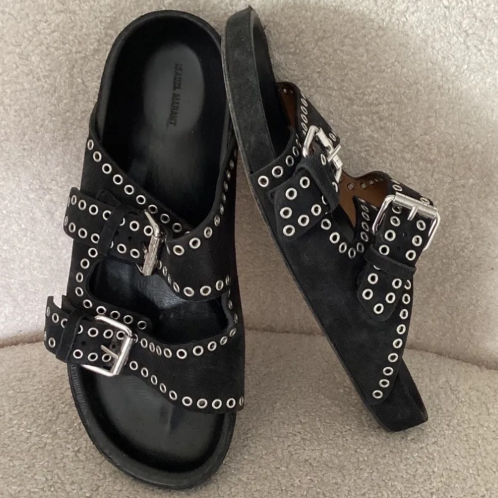 Isabel Marant Black Lennyo Suede Sandals Size 39